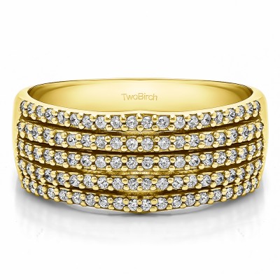 0.5 Carat Multi Row Shared Prong Wedding Ring in Yellow Gold