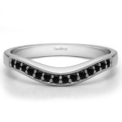 0.18 Ct. Black Fourteen Stone Prong In Channel Curved Ring