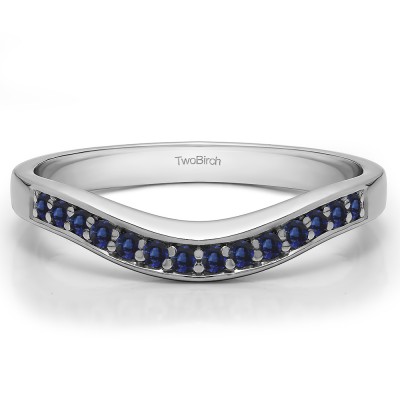 0.18 Ct. Sapphire Fourteen Stone Prong In Channel Curved Ring