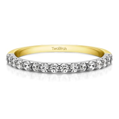 0.48 Carat Double Shared Prong Wedding Band  in Two Tone Gold