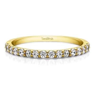 0.48 Carat Double Shared Prong Wedding Band  in Yellow Gold
