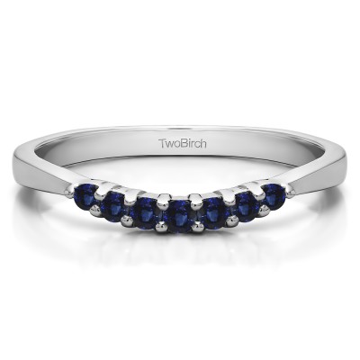0.18 Ct. Sapphire Seven Stone Shared Prong Pinched Shank Curved Ring