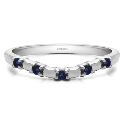0.1 Ct. Sapphire Five Stone Wide Bar Set Curved Contour Ring