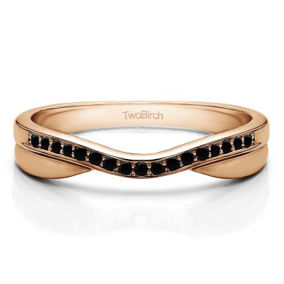 0.11 Ct. Black Metal Accented Curved Band in Rose Gold