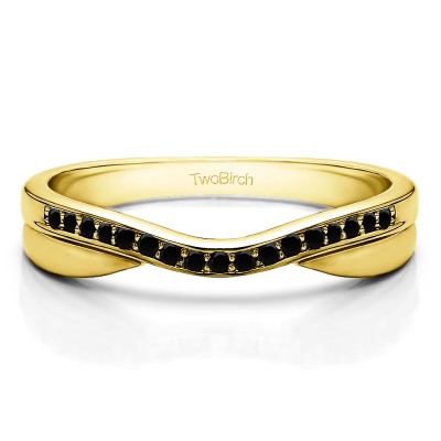0.11 Ct. Black Metal Accented Curved Band in Yellow Gold