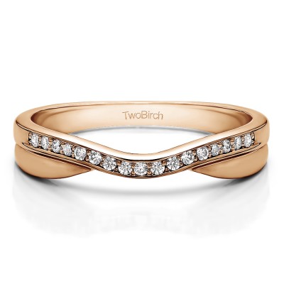 0.11 Ct. Metal Accented Curved Band in Rose Gold
