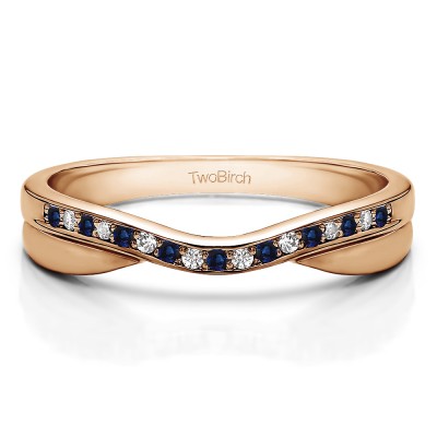 0.11 Ct. Sapphire and Diamond Metal Accented Curved Band in Rose Gold