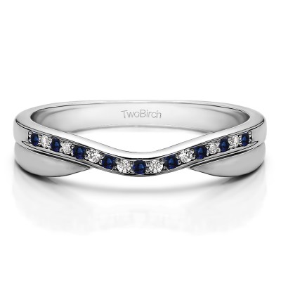 0.11 Ct. Sapphire and Diamond Metal Accented Curved Band