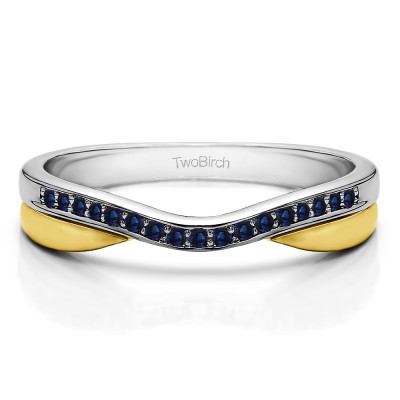0.11 Ct. Sapphire Metal Accented Curved Band in Two Tone Gold