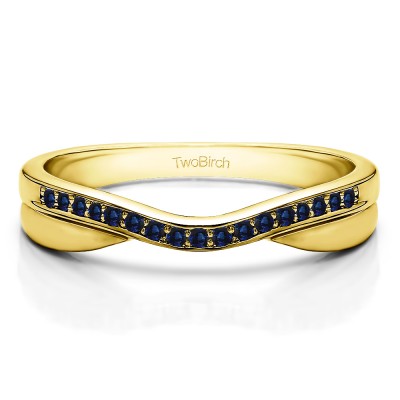 0.11 Ct. Sapphire Metal Accented Curved Band in Yellow Gold