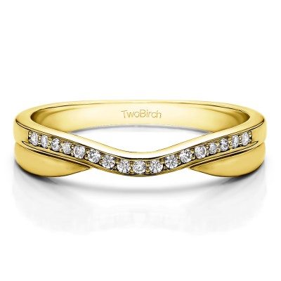0.11 Ct. Metal Accented Curved Band in Yellow Gold