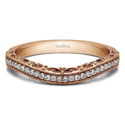 0.18 Ct. Filigree and Millgrained Vintage Contour Band in Rose Gold