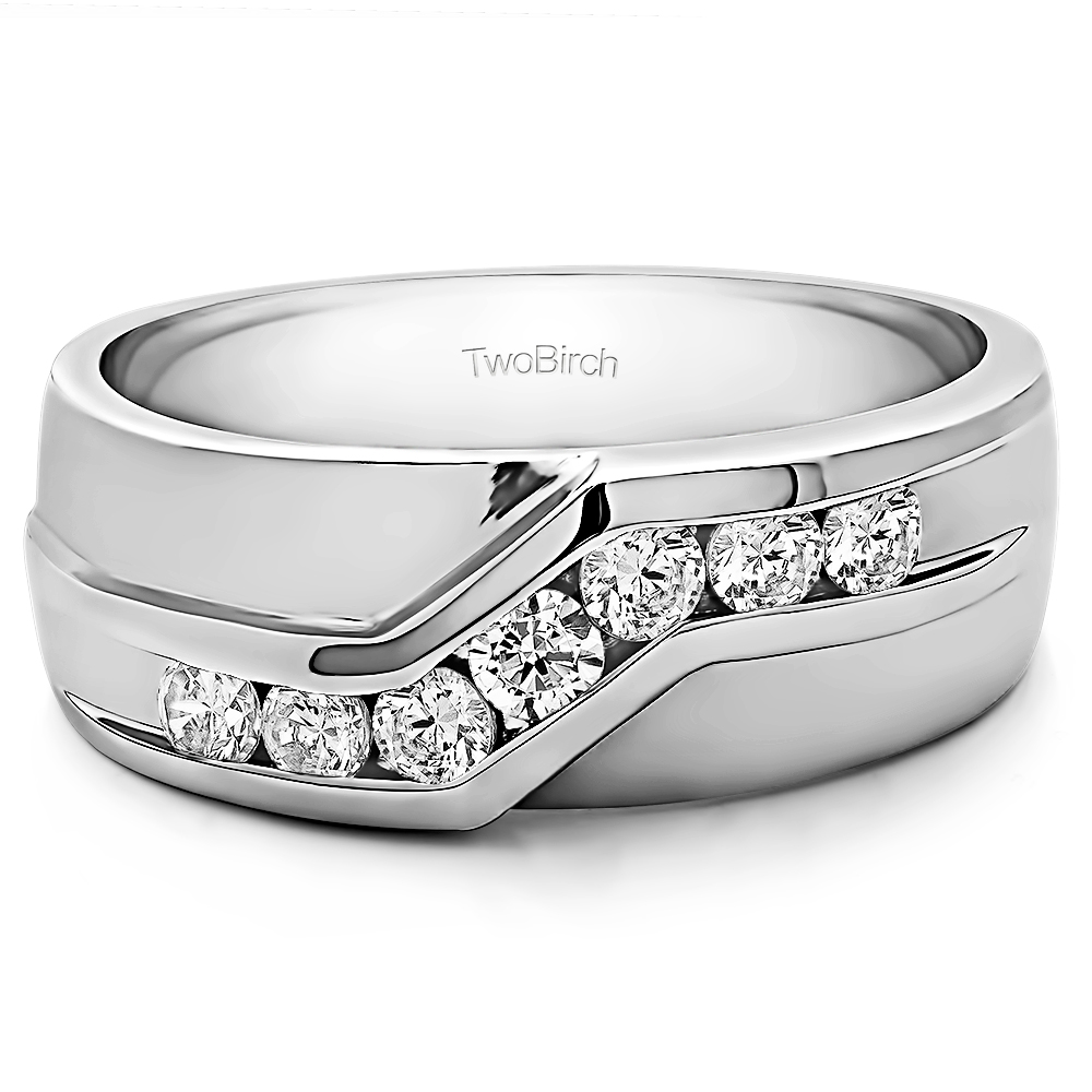 TwoBirch Men's Wedding Rings 0.24 Ct. Twisted Channel Set Men's Wedding Band