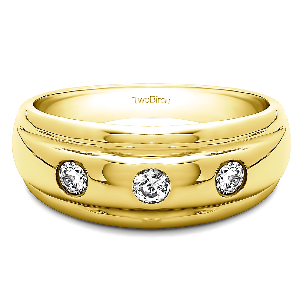 TwoBirch Men�s Wedding Rings 0.3 Ct. Three Stone