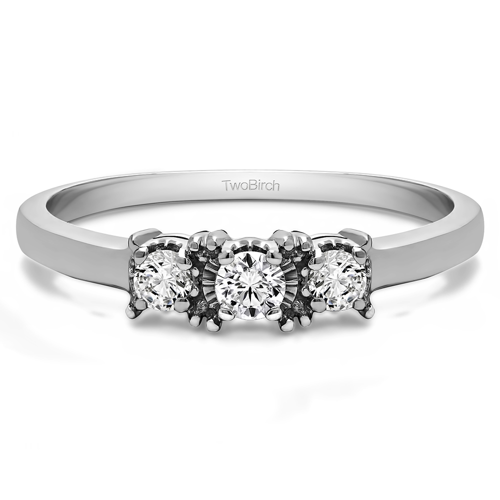 0.24 Carat Illusion Set Three Stone Promise Ring - TB-PR-0121-WG-BB
