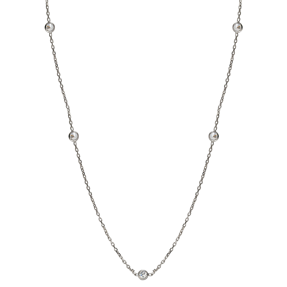 Sterling Silver CZ Necklace18 Inches 