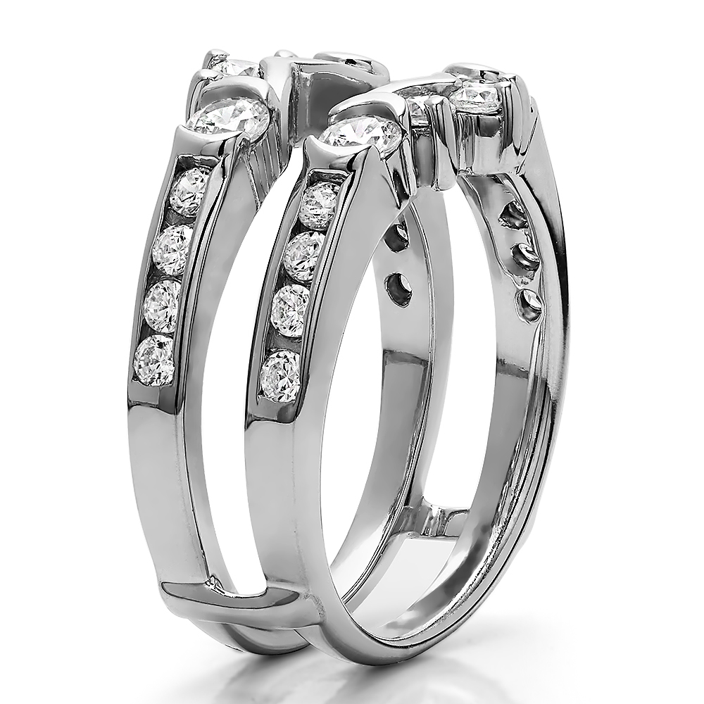 1.01 Ct. Half Halo Prong and Channel Set Ring Guard