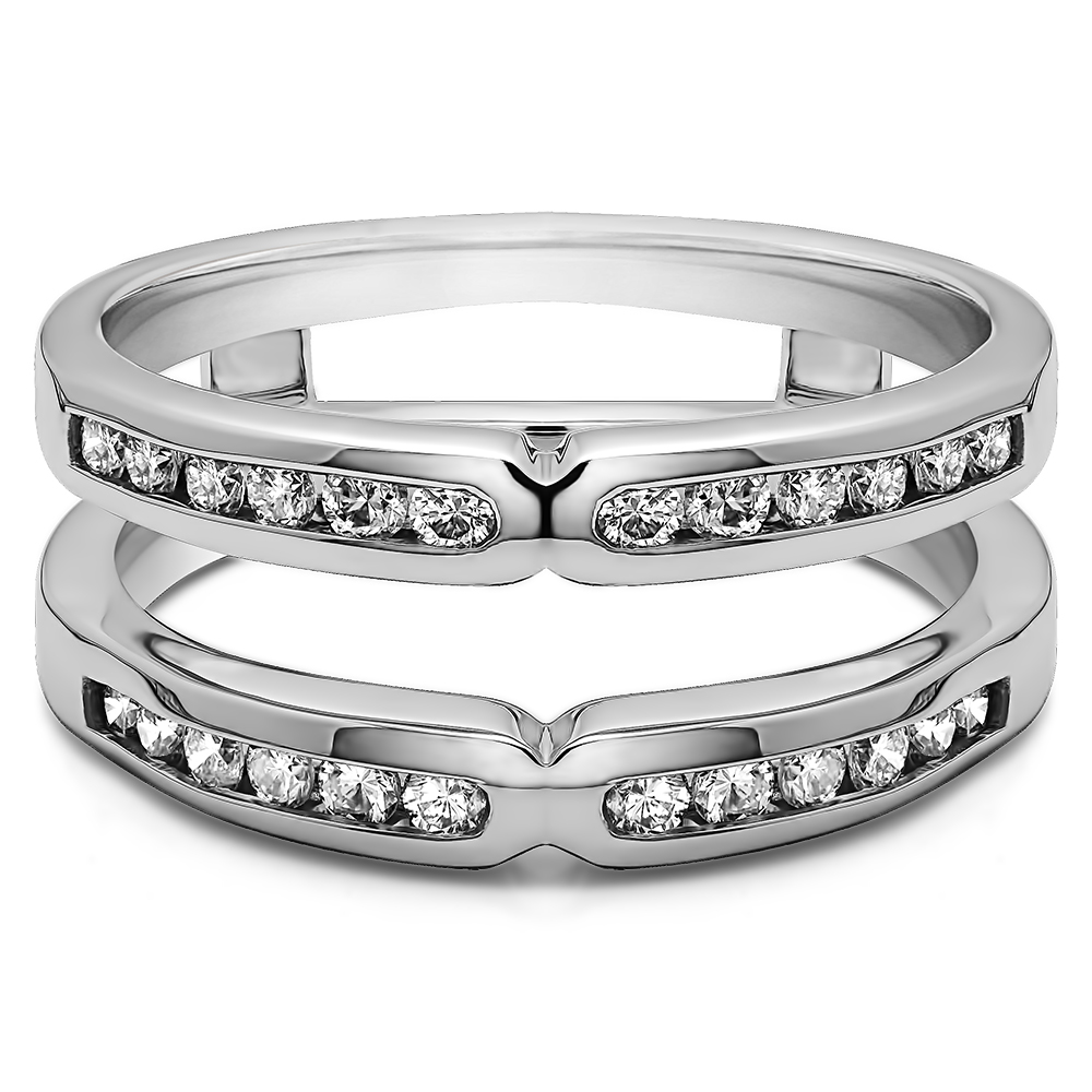 TwoBirch Ring Guards 0.26 Ct. Round X Design Channel Set Ring Guard
