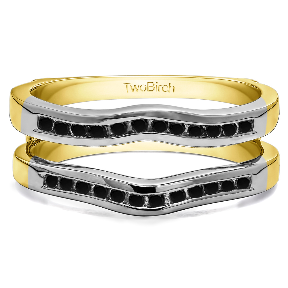 TwoBirch Ring Guards 0.24 Ct. Round Channel Set Curved Ring Guard in