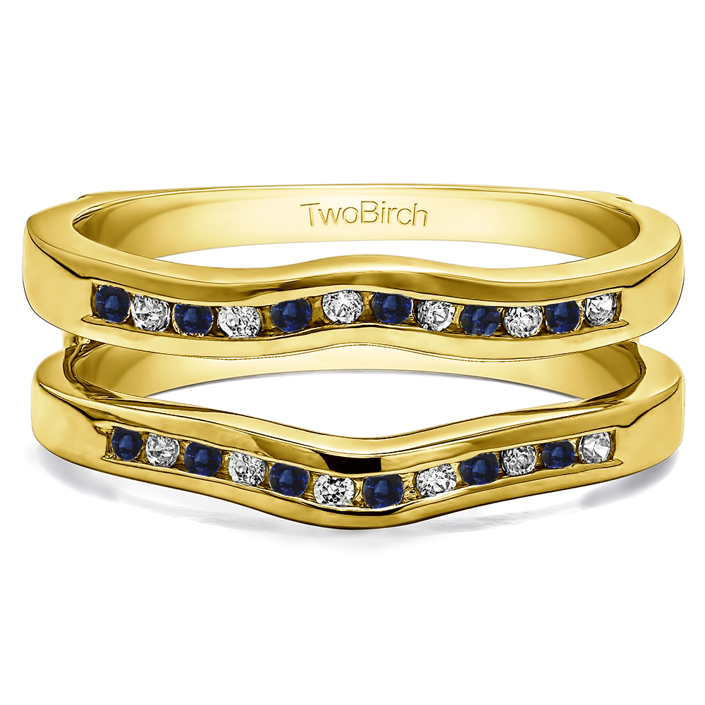 TwoBirch Ring Guards 0.24 Ct. Sapphire and Diamond Round Channel Set