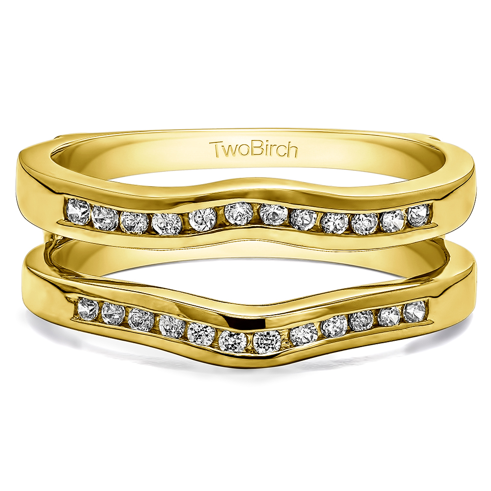 TwoBirch Ring Guards 0.75 Ct. Round Channel Set Curved Ring Guard in