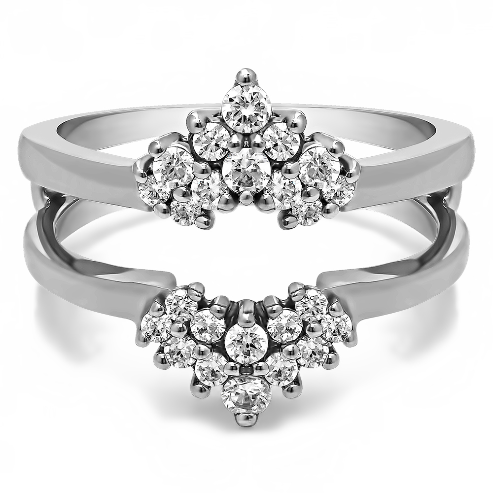 TwoBirch Ring Guards 0.37 Ct. Double Row Round Prong Set Ring Guard