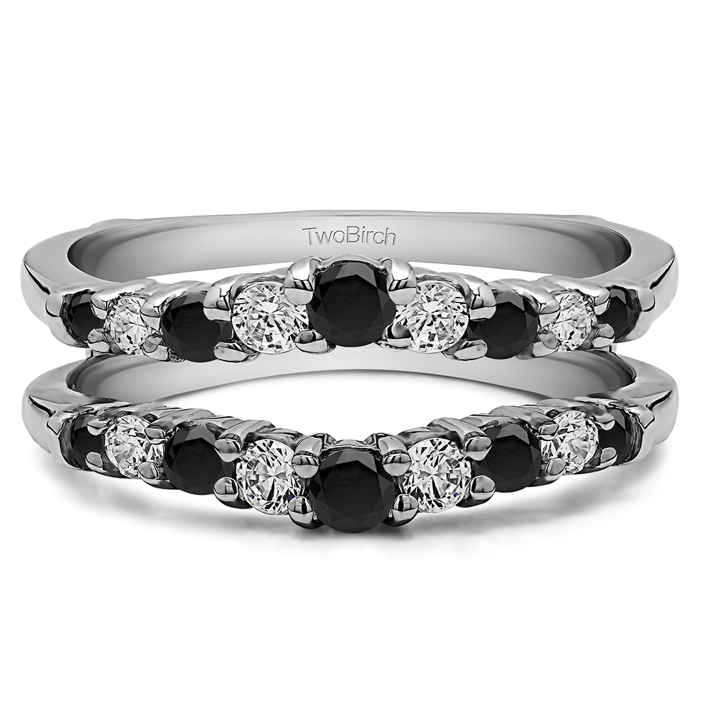 TwoBirch Ring Guards 0.71 Ct. Black and White Stone Double Shared