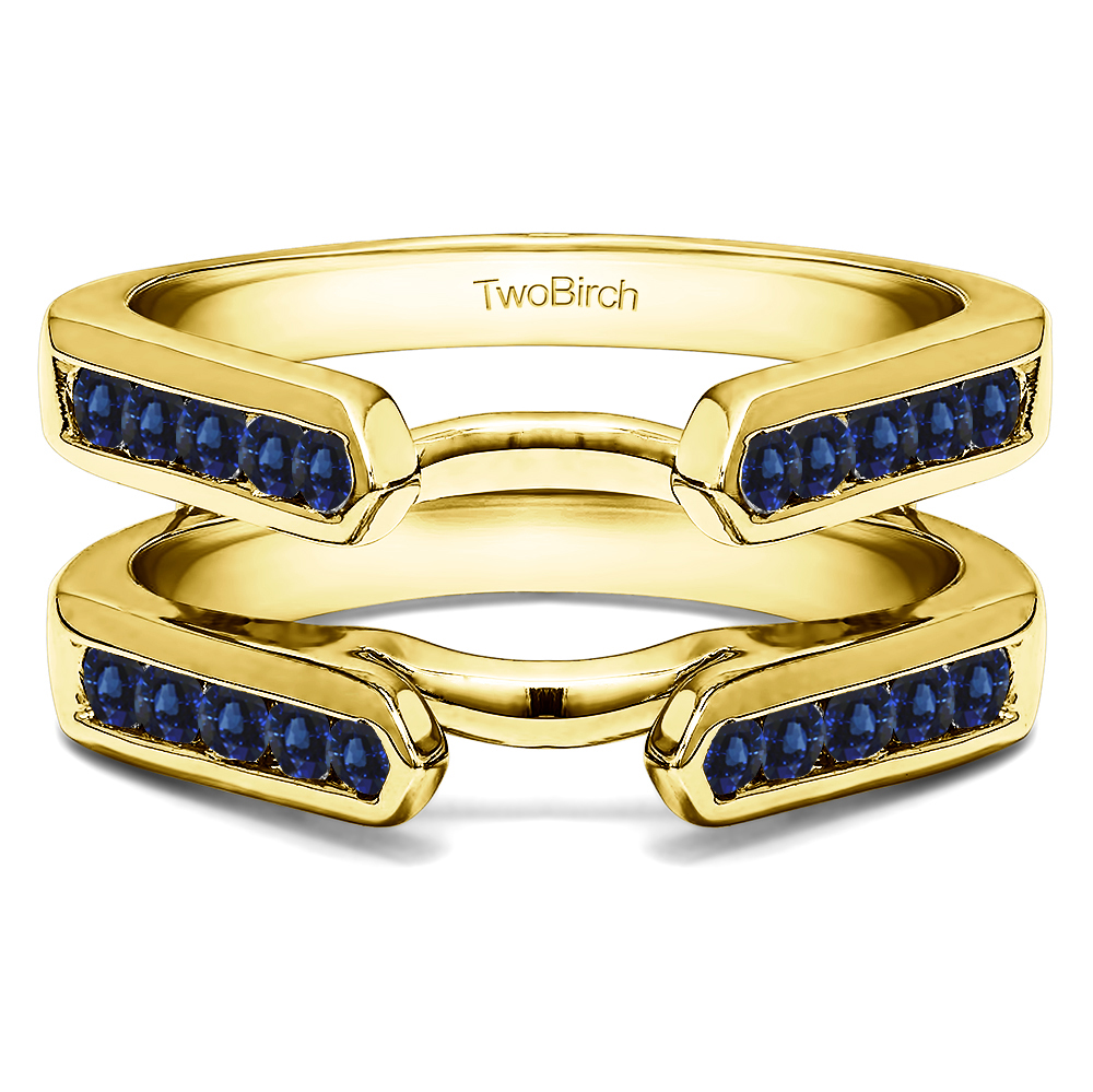 TwoBirch Ring Guards 0.24 Ct. Sapphire Princess Cut Channel Cathedral