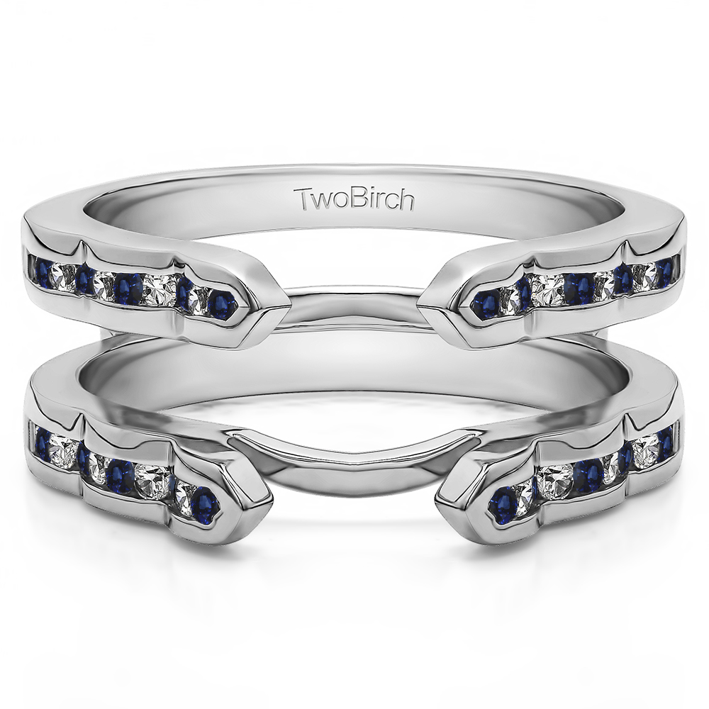 TwoBirch Ring Guards 0.4 Ct. Sapphire and Diamond Wave Cathedral
