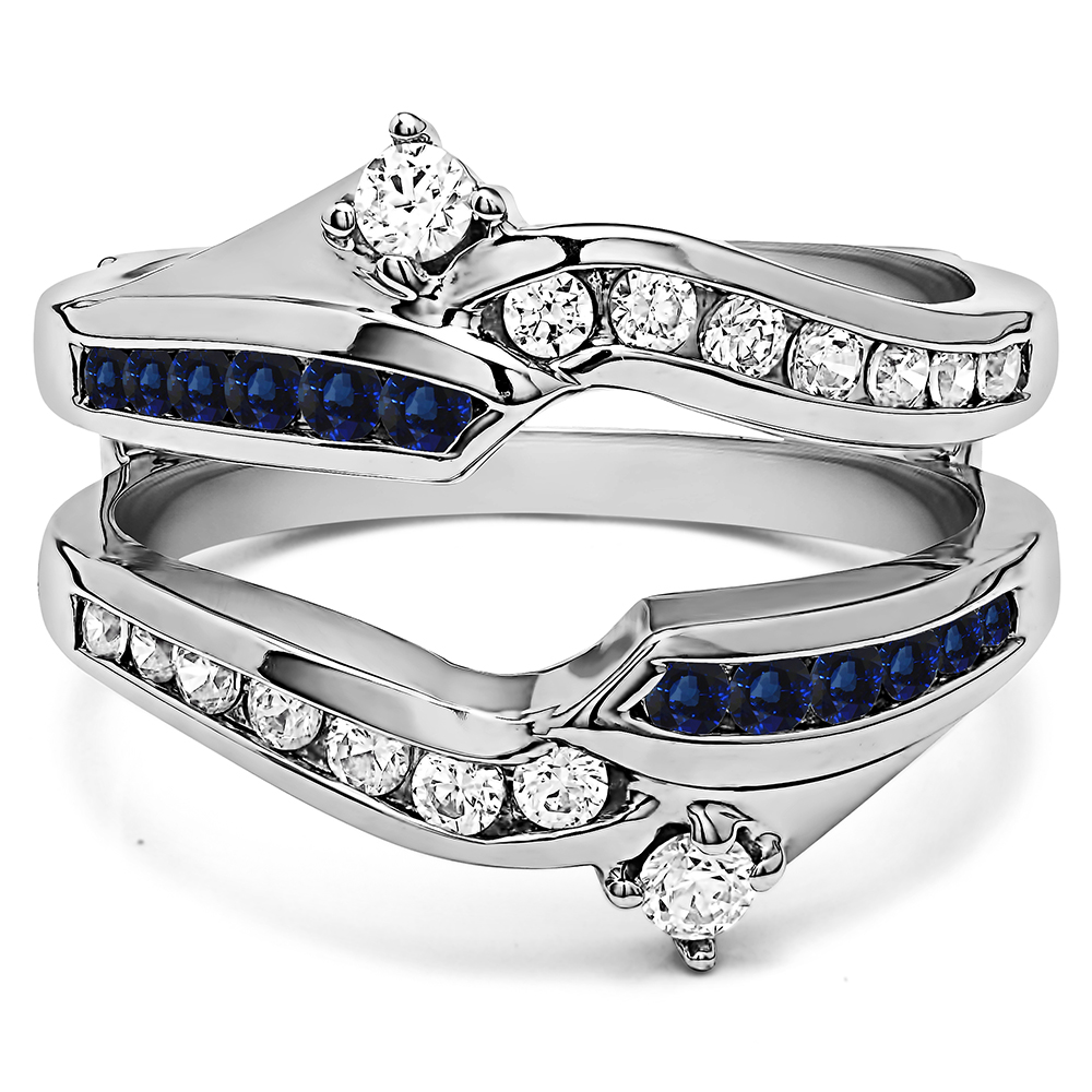 TwoBirch Ring Guards 0.79 Ct. Sapphire and Diamond Round Ying Yang