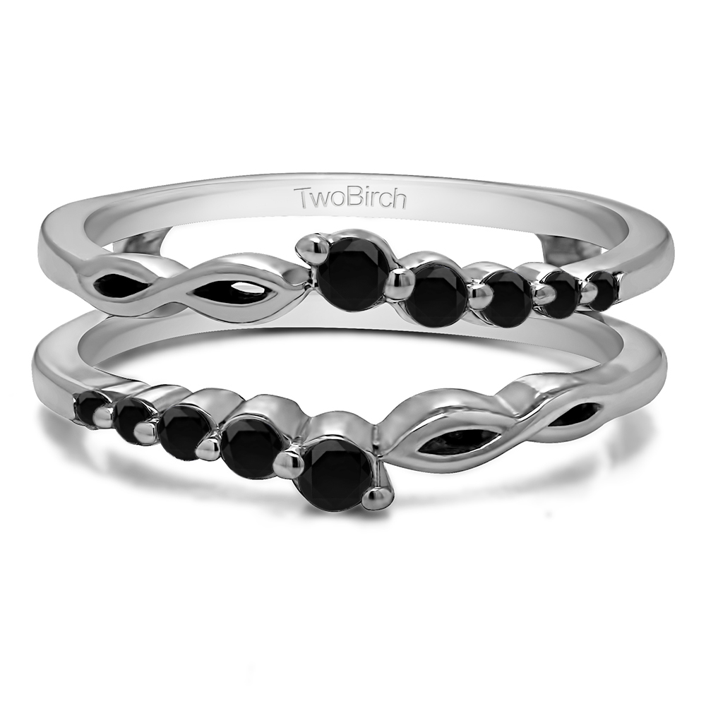 TwoBirch Ring Guards 0.25 Ct. Black Stone Graduated Infinity Ring Guard