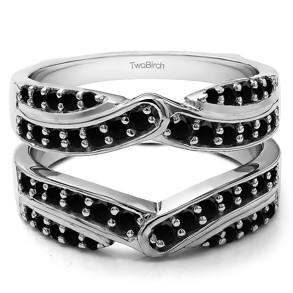 TwoBirch Ring Guards .75 Ct. Black Stone Infinity Bypass Engagement