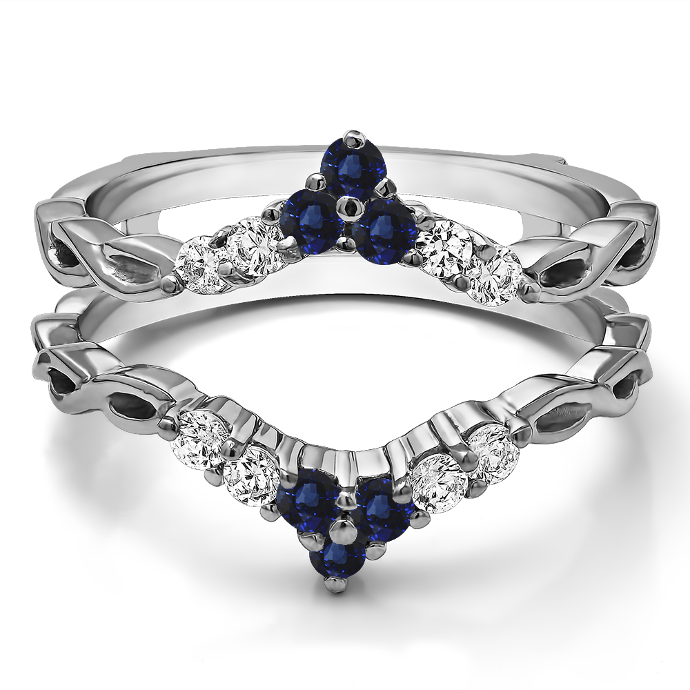 TwoBirch Ring Guards 0.45 Ct. Sapphire and Diamond Infinity Chevron