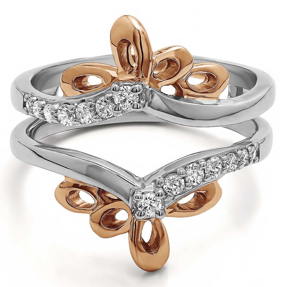 TwoBirch Ring Guards 0.3 Ct. Bow Shaped Chevron Ring Guard in Two