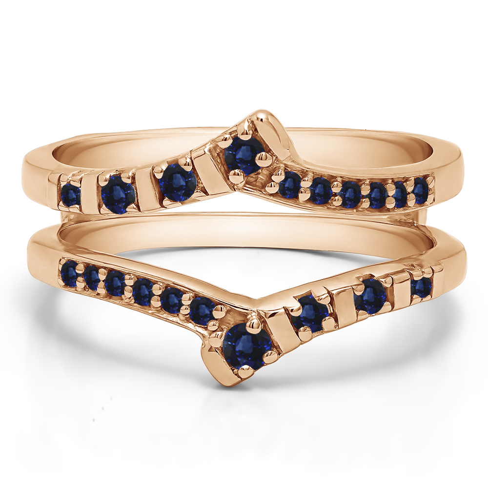 TwoBirch Ring Guards - 0.23 Ct. Sapphire Bar Set Bypass Wedding Ring ...