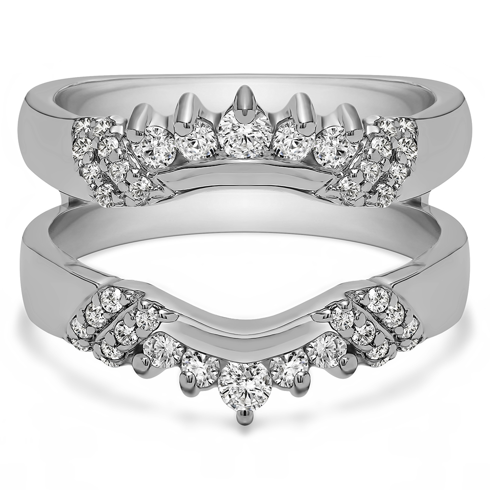 TwoBirch Ring Guards 0.51 Ct. Double Shared Prong Curved Ring Guard