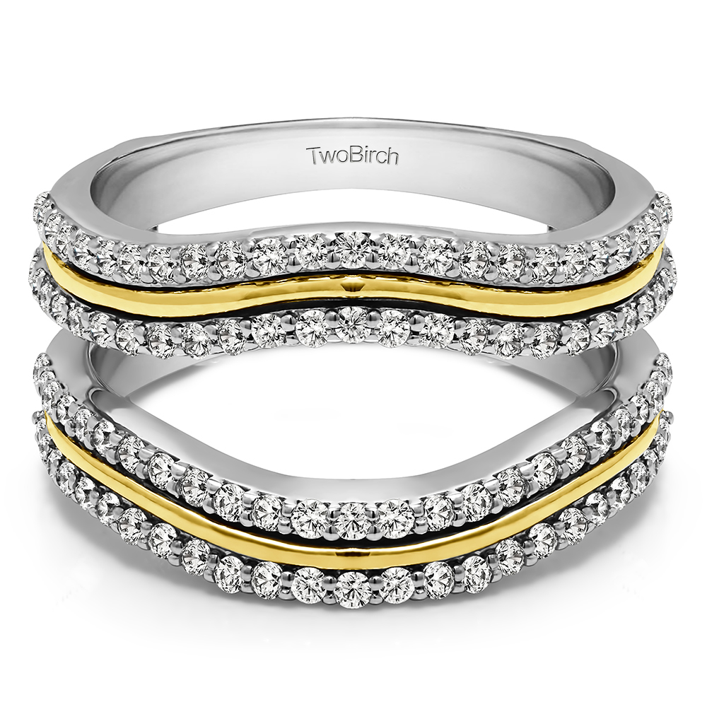 TwoBirch Ring Guards 0.75 Ct. Double Row Wedding Ring Guard Enhancer