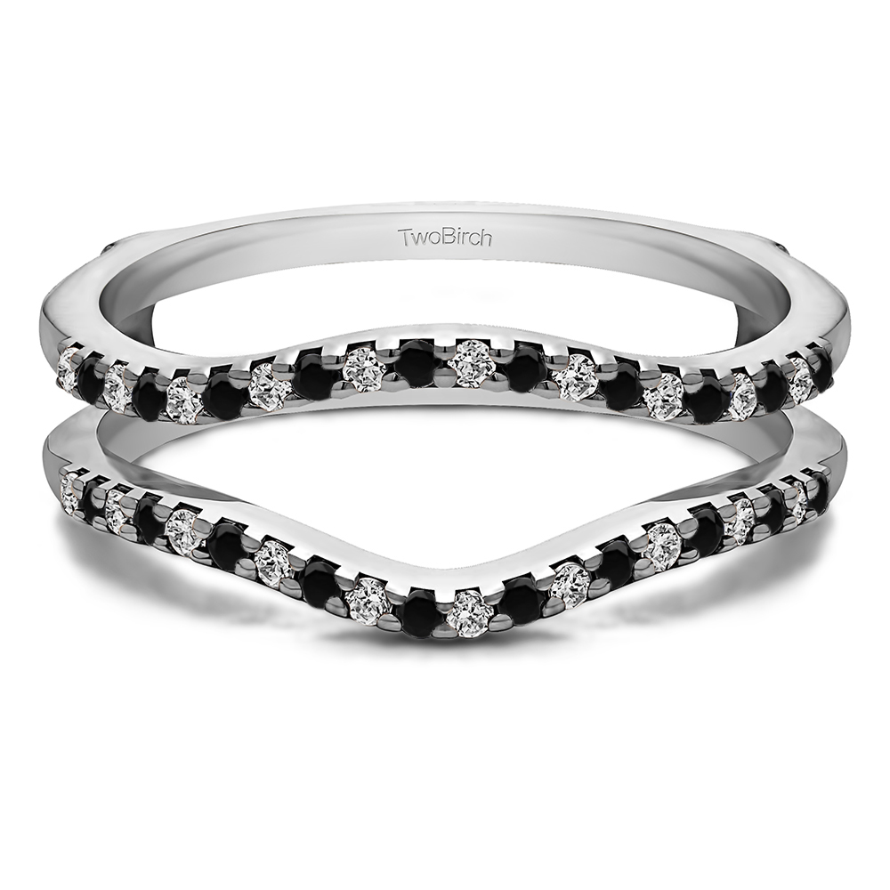 TwoBirch Ring Guards 0.3 Ct. Black and White Stone Double Shared