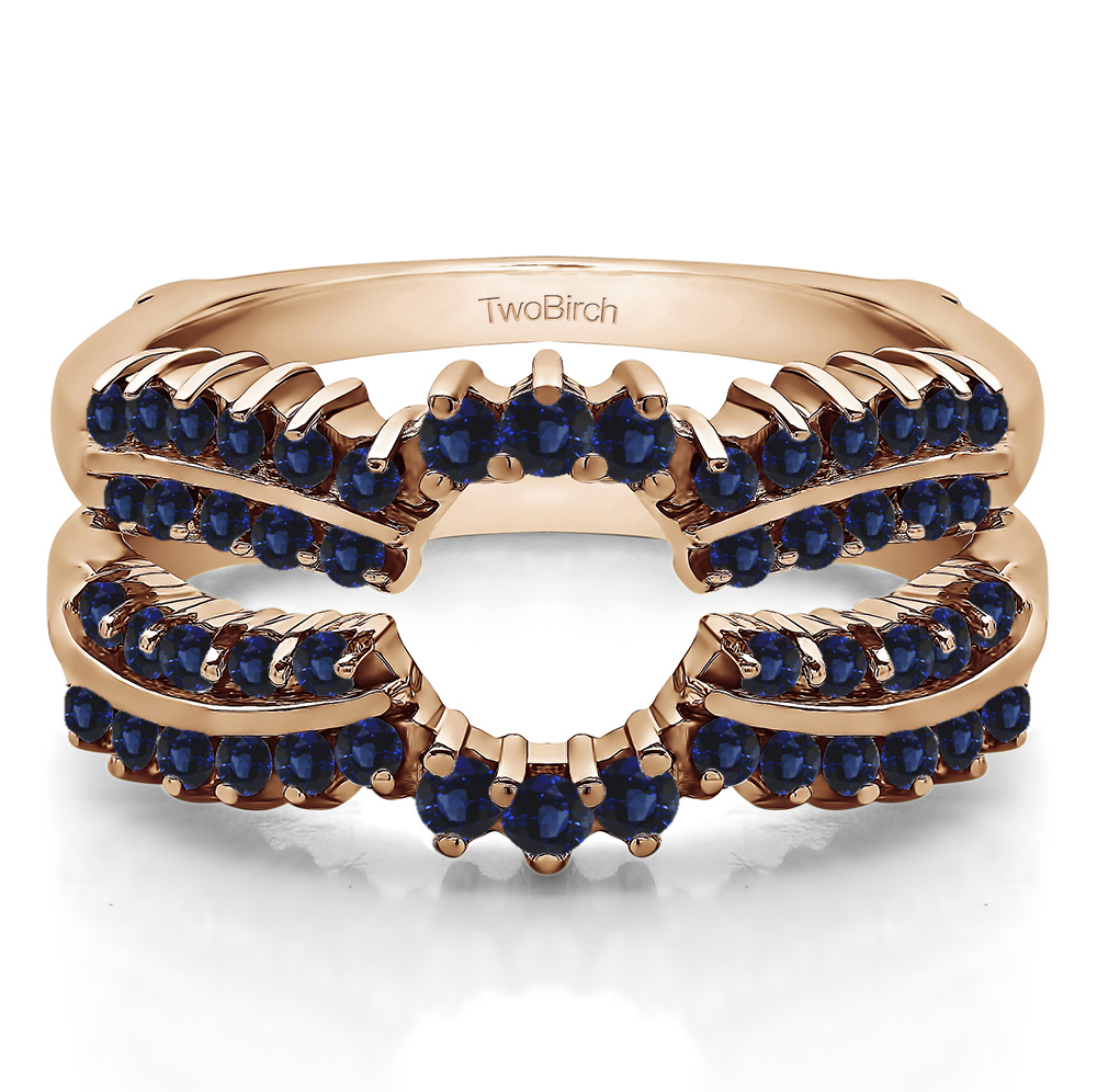 TwoBirch Ring Guards 1.15 Ct. Sapphire Double Row Prong Halo Ring