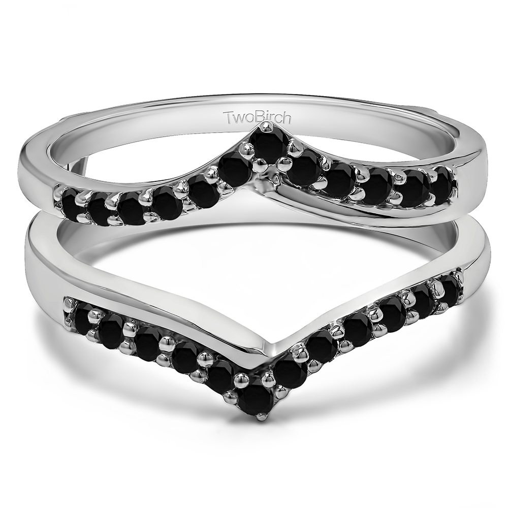 TwoBirch Ring Guards 0.6 Ct. Black Stone Cathedral Three Stone Prong