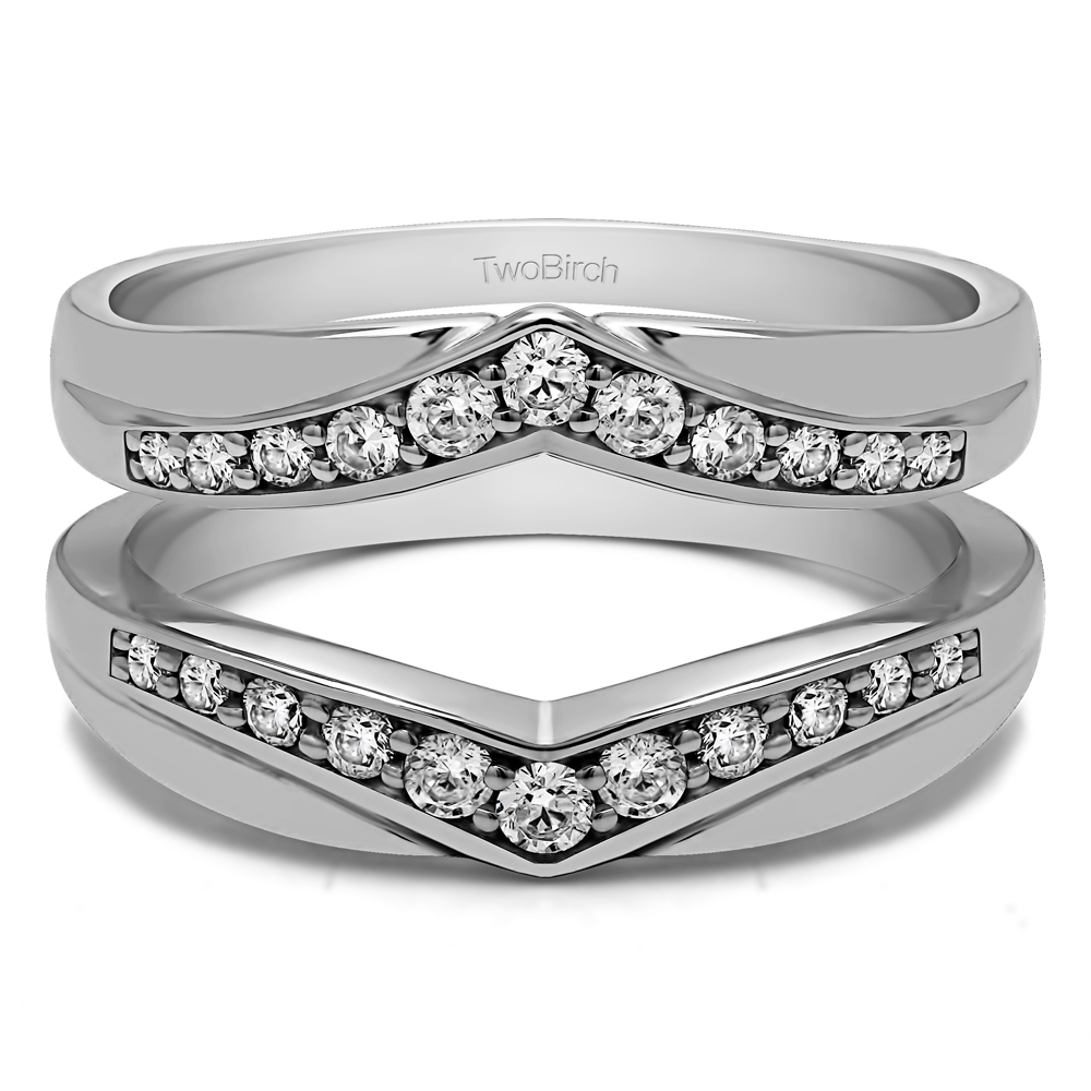 TwoBirch Ring Guards 0.51 Ct. Graduated Chevron Wedding Ring Guard