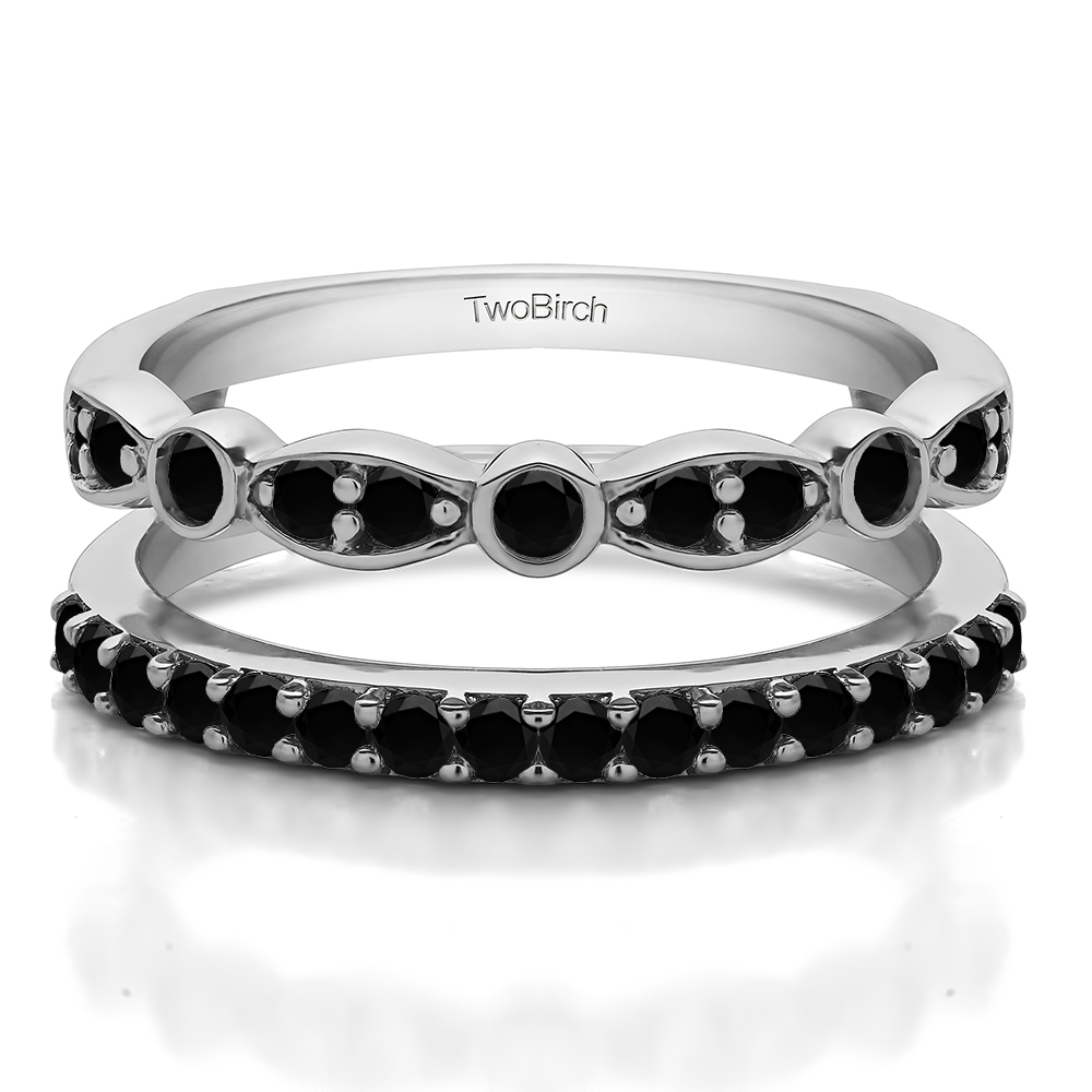 TwoBirch Ring Guards 0.7 Ct. Black Stone Mixed Classic and