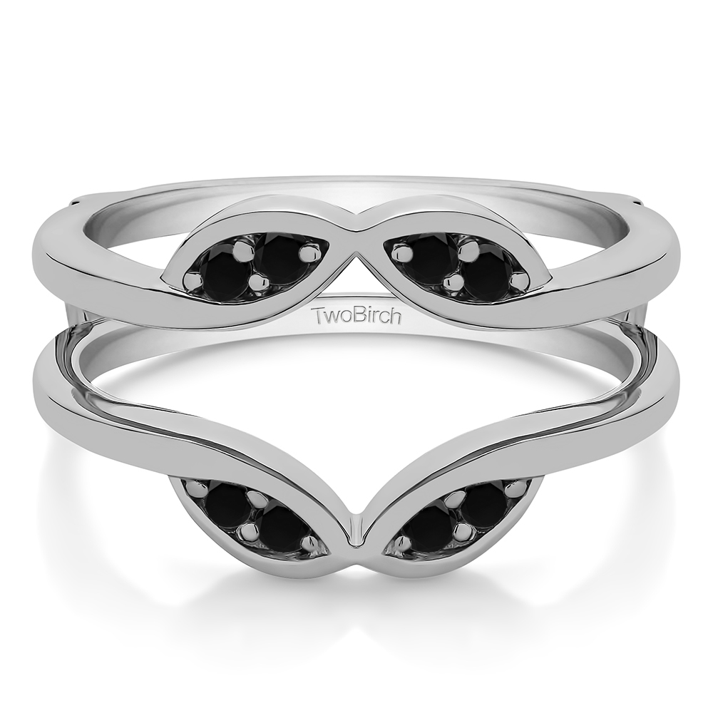 TwoBirch Ring Guards 0.2 Ct. Black Stone Infinity Double Leaf Ring Guard