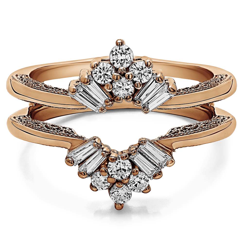 TwoBirch Ring Guards 0.44 Ct. Vintage Fan Ring Guard with Millgrained