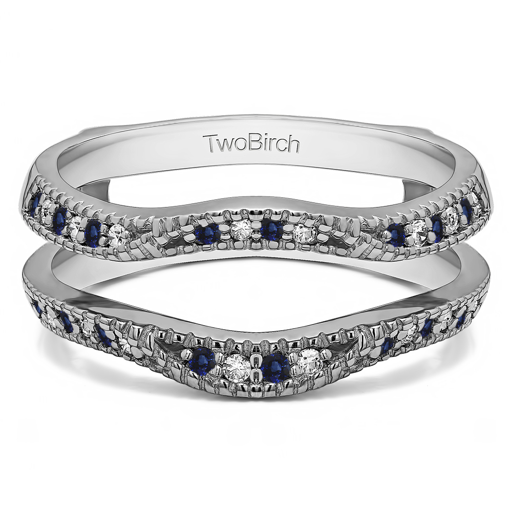 TwoBirch Ring Guards 0.24 Ct. Sapphire and Diamond Millgrained Edge
