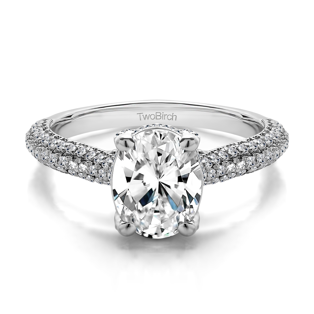1.66 ct. Oval Pave Set Engagement Ring
