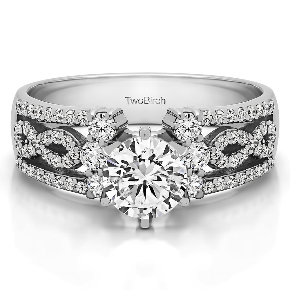 TwoBirch Engagement Ring - 1.55 Ct. Round Engagement Ring with Infinity ...