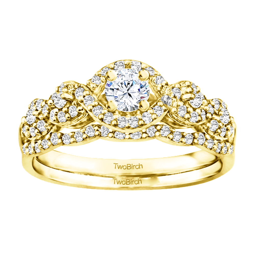 Round Fancy Infinity Halo Engagement Ring Bridal Set (2 Rings) (0.66 Ct