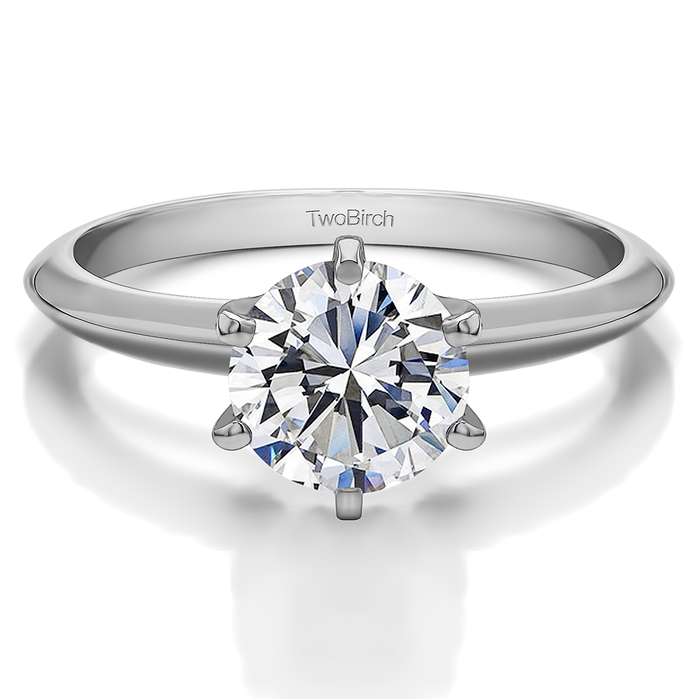 TwoBirch Solitaire Engagement Rings 1 Carat Round Traditional Style