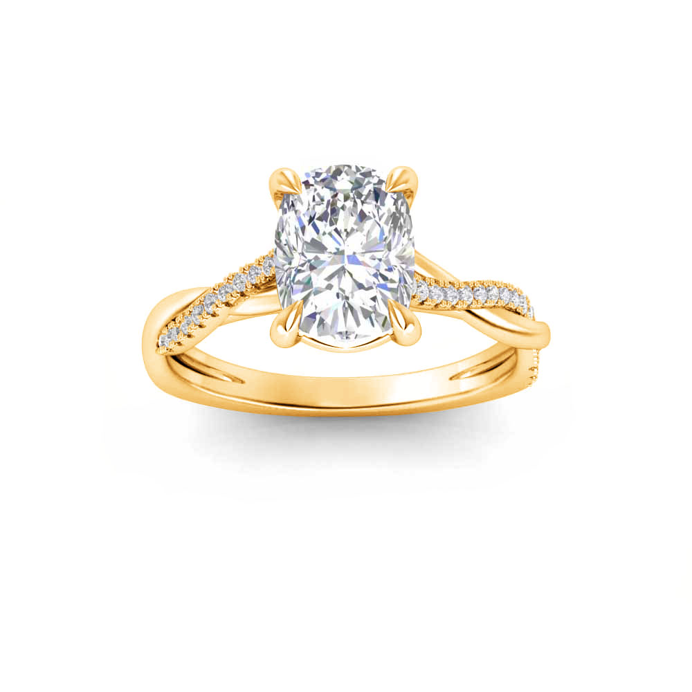4 Ct Rectangular Cushion Lab Diamond Intertwined Engagement Ring